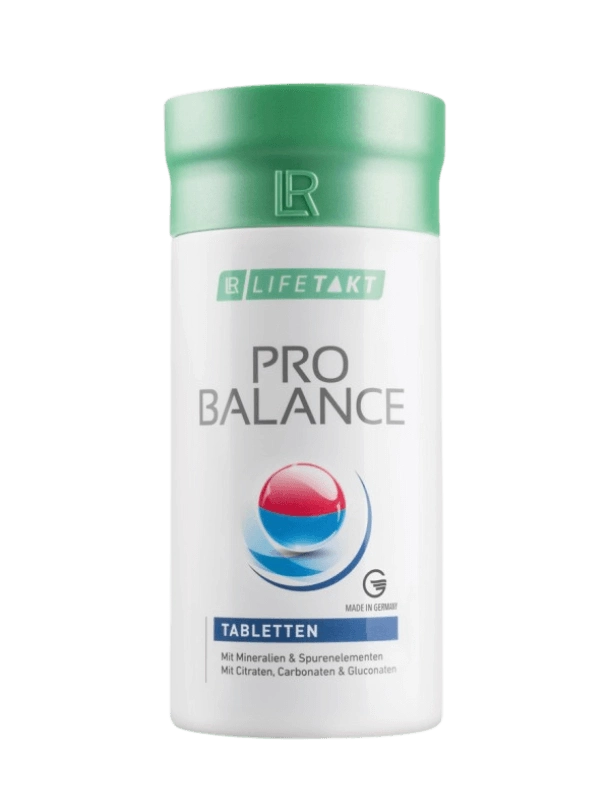 Comprimés Pro Balance pour équilibre acido-basique avec minéraux et oligo-éléments, sans lactose, favorisant bien-être et réduction de la fatigue.