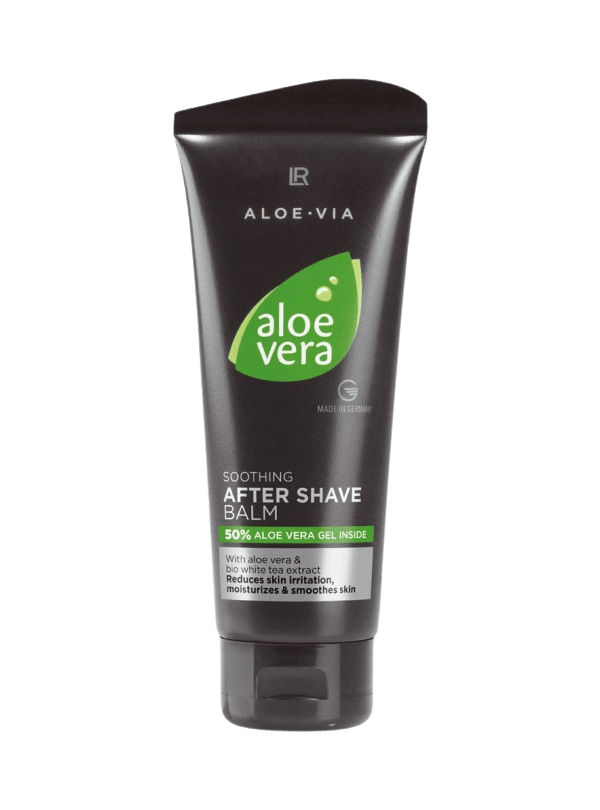 Tube de baume après-rasage "Aloe Vera" pour homme, avec 50 % de gel d'aloe vera et extrait de thé blanc, hydratant et apaisant pour la peau.