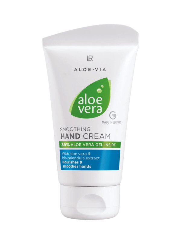 Tube de "Aloe Vera Crème douce pour les mains", formulé avec 35% de gel d'Aloe Vera et extrait de calendula bio, pour une hydratation et une douceur optimales.