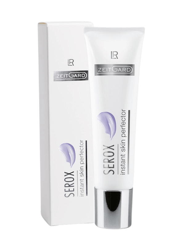 Flacon de ZEITGARD Serox Instant Skin Perfector, formule anti-âge innovante pour une peau lisse et un teint éclatant.