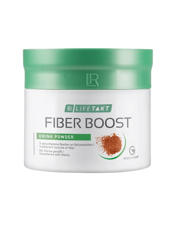 Pot de Fiber Boost LR Lifetakt pour l'équilibre quotidien, source de fibres alimentaires diversifiées, soutenu par la douceur de la stévia, sans calories ajoutées.