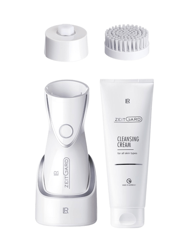 sainaloe.com-70106-201-Nettoyage Profond et Hydratation avec LR Zeitgard Kit de nettoyage pour le visage LR Zeitgard avec brosse oscillante antibactérienne et crème nettoyante hydratante pour un teint éclatant.