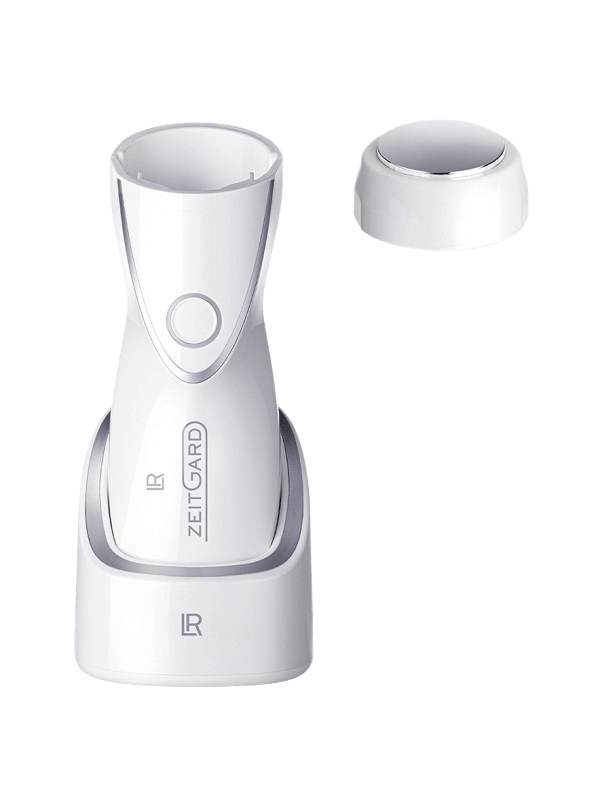 Appareil de beauté ZEITGARD avec module lissant pour le visage et le corps, intégrant des technologies d'ultrasons et d'oscillation pour une peau éclatante et rajeunie.