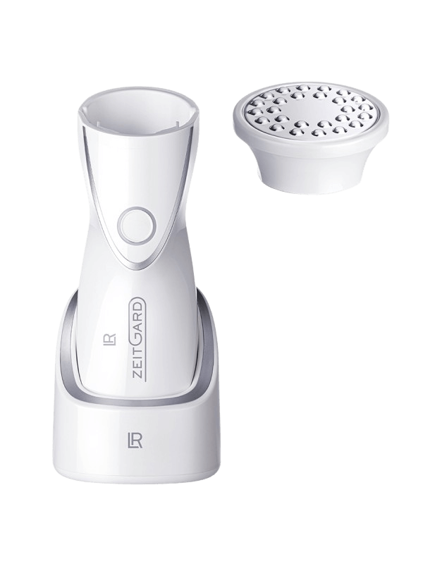 Appareil ZEITGARD avec Module Corps pour une beauté intemporelle, combinant ultrasons et oscillation pour le renouvellement cellulaire et l'hydratation de la peau.