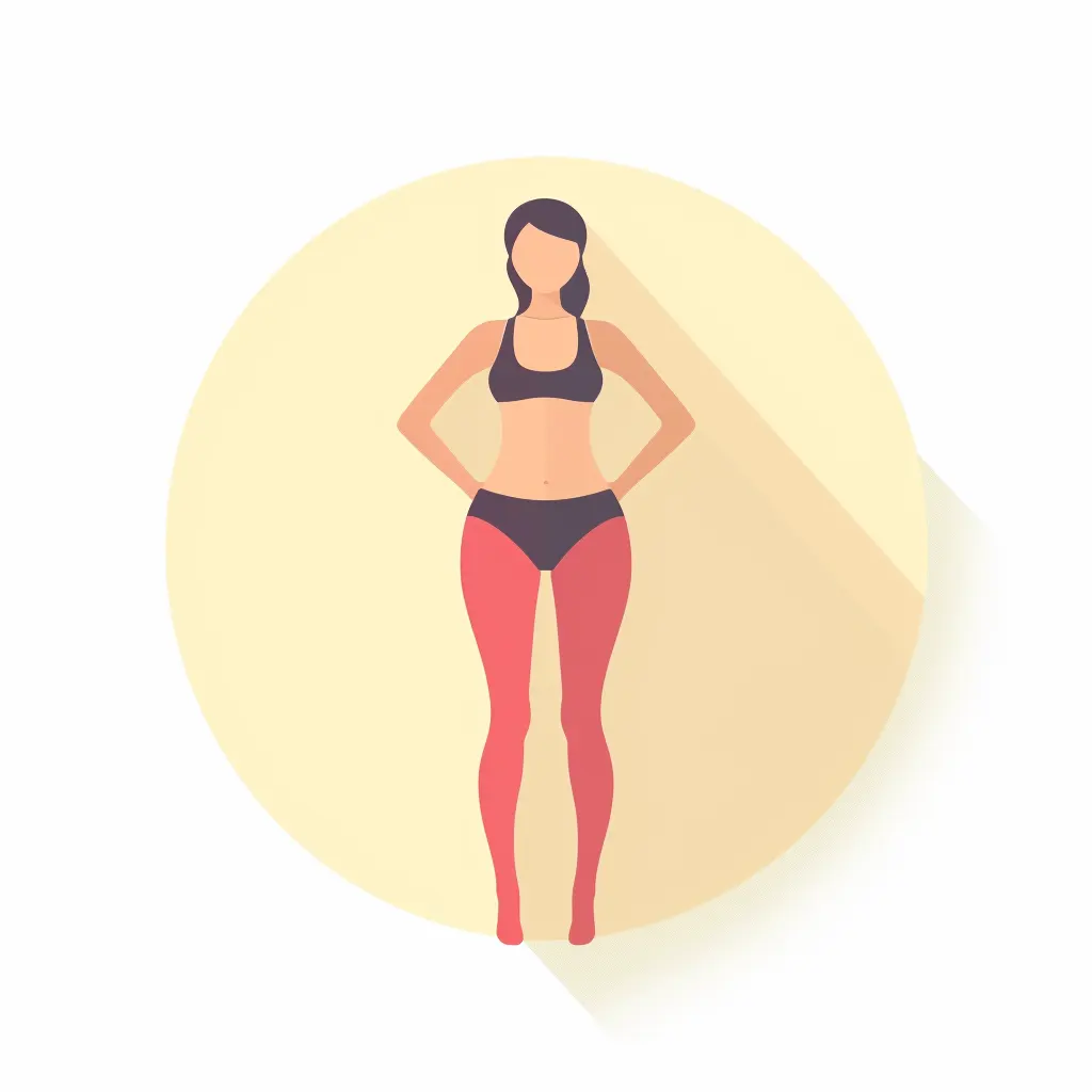 Illustration flat icon d'une femme avec une silhouette sculptée, représentant les bienfaits des solutions ciblées de LR Health & Beauty pour maintenir un corps en pleine forme, sur sainaloe.com, dédié à la santé et au bien-être.