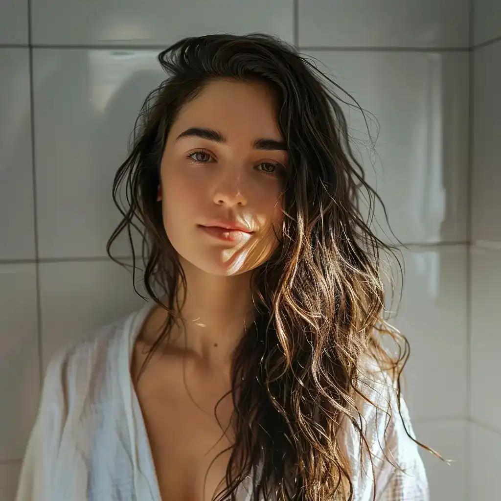 Soins Cheveux Aloe Vera : Hydratation et Brillance Naturelles Jeune femme avec des cheveux naturellement ondulés, représentant la santé et le bien-être grâce aux produits de soins capillaires à base d'aloe vera de LR Health & Beauty, disponibles sur le site Sainaloe.