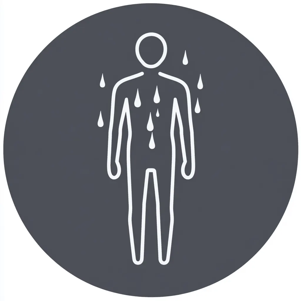 Illustration de la transpiration excessive sur le corps humain, représentant l'efficacité des produits LR Health & Beauty disponibles sur Sainaloe pour contrôler les odeurs et la transpiration.