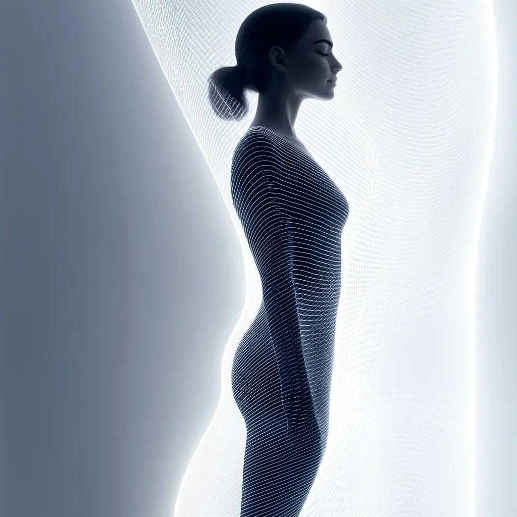 Silhouette d'une femme avec une peau lisse, représentant l'efficacité de la technologie de massage corporel du Zeitgard Pro pour réduire la peau d'orange et raffermir la peau, disponible sur sainaloe.