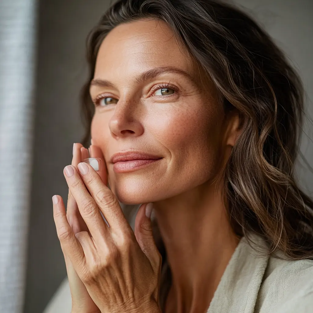 Femme mature avec une peau radieuse, illustrant l'efficacité des soins anti-âge de LR Health & Beauty pour une beauté naturelle et confiante, disponibles sur sainaloe.com.