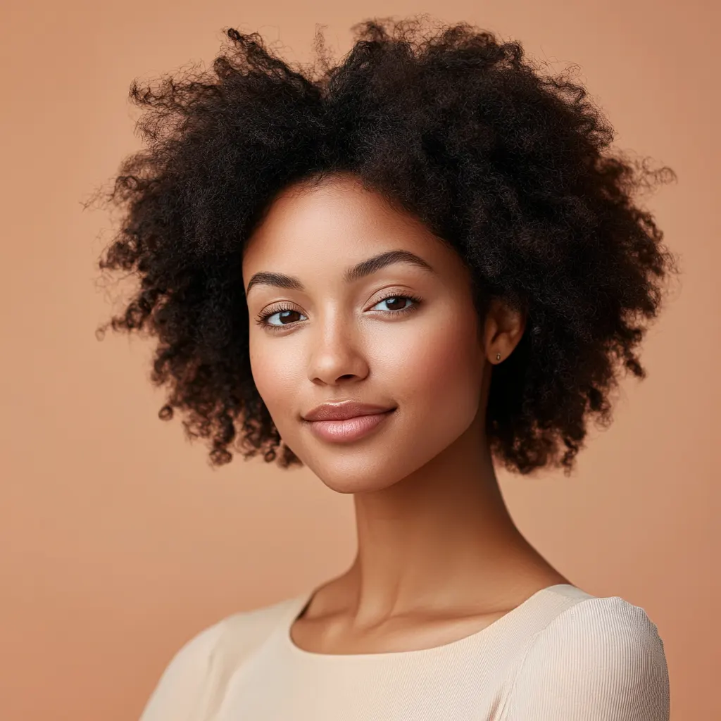 Femme métisse avec une peau naturellement éclatante, reflétant jeunesse et vitalité, en harmonie avec les soins anti-âge de LR Health & Beauty, disponibles sur sainaloe.com.
