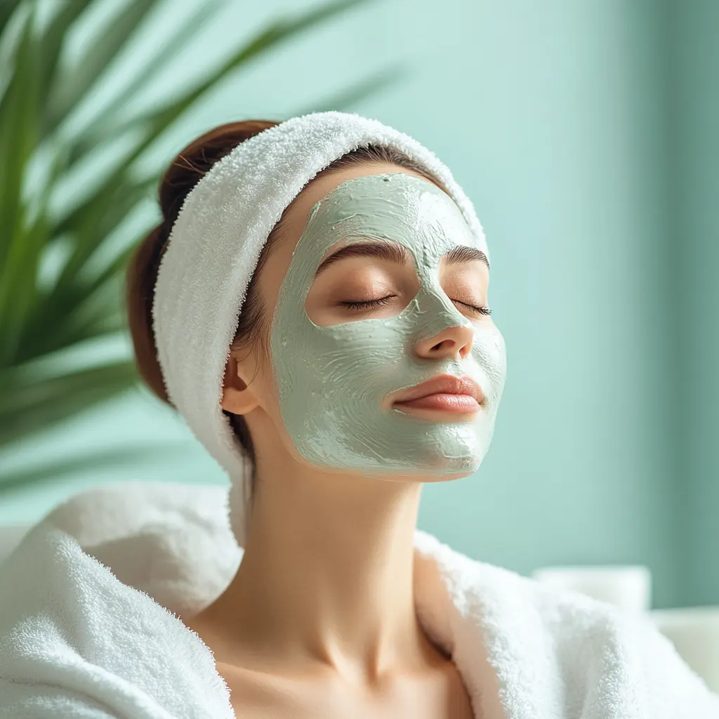 Femme relaxant avec un masque hydratant, illustrant les bienfaits des soins protecteurs contre la lumière bleue de LR Health & Beauty, disponibles sur sainaloe.com.