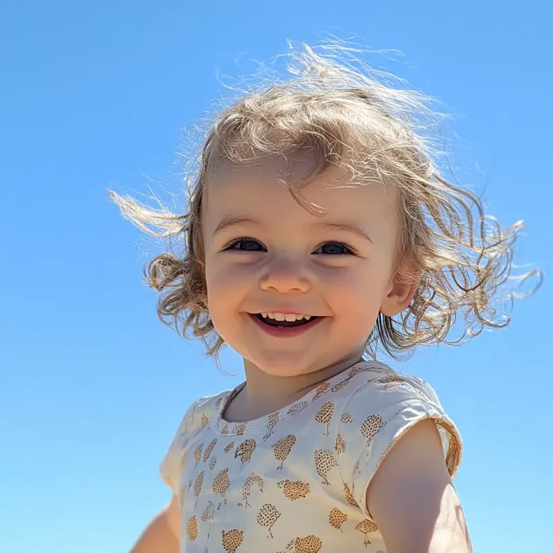 Enfant heureux jouant sous le soleil avec une protection solaire à l'Aloe Vera, sainaloe.com