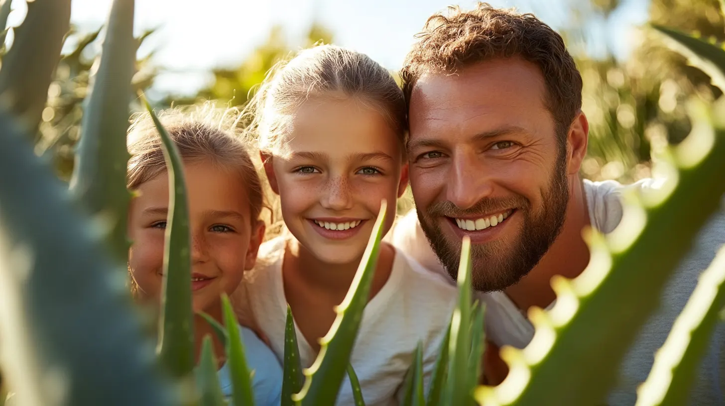Soin solaire naturel pour toute la famille avec Aloe Vera - sainaloe.com Famille heureuse profitant de la protection solaire avec des produits à base d'aloe vera de LR Health & Beauty.