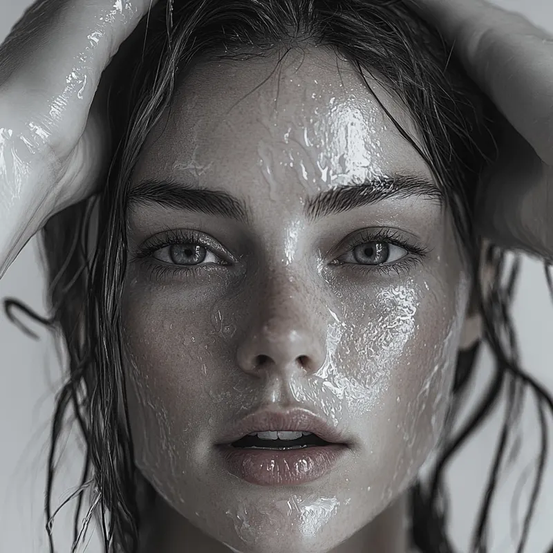Femme avec les cheveux mouillés, illustrant un soin capillaire profond et hydratant de sainaloe.com avec LR Health & Beauty.