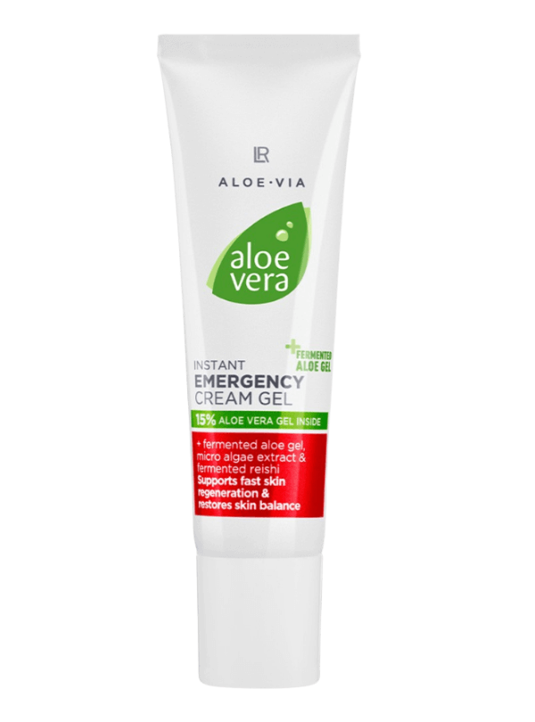 Aloe vera fermenté : gel-crème LR de secours, hydratation et soulagement des zones sensibilisées.